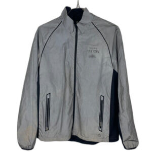 Patrón Tequila Reflective Windbreaker Jacket Men’s L Silver Raincoat Streetwear